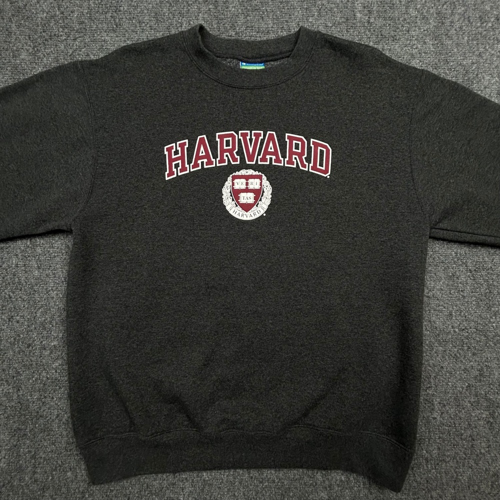 Champion Harvard Sweatshirt Mens M Charcoal Gray Pullover Collegiate Eco Fleece‎